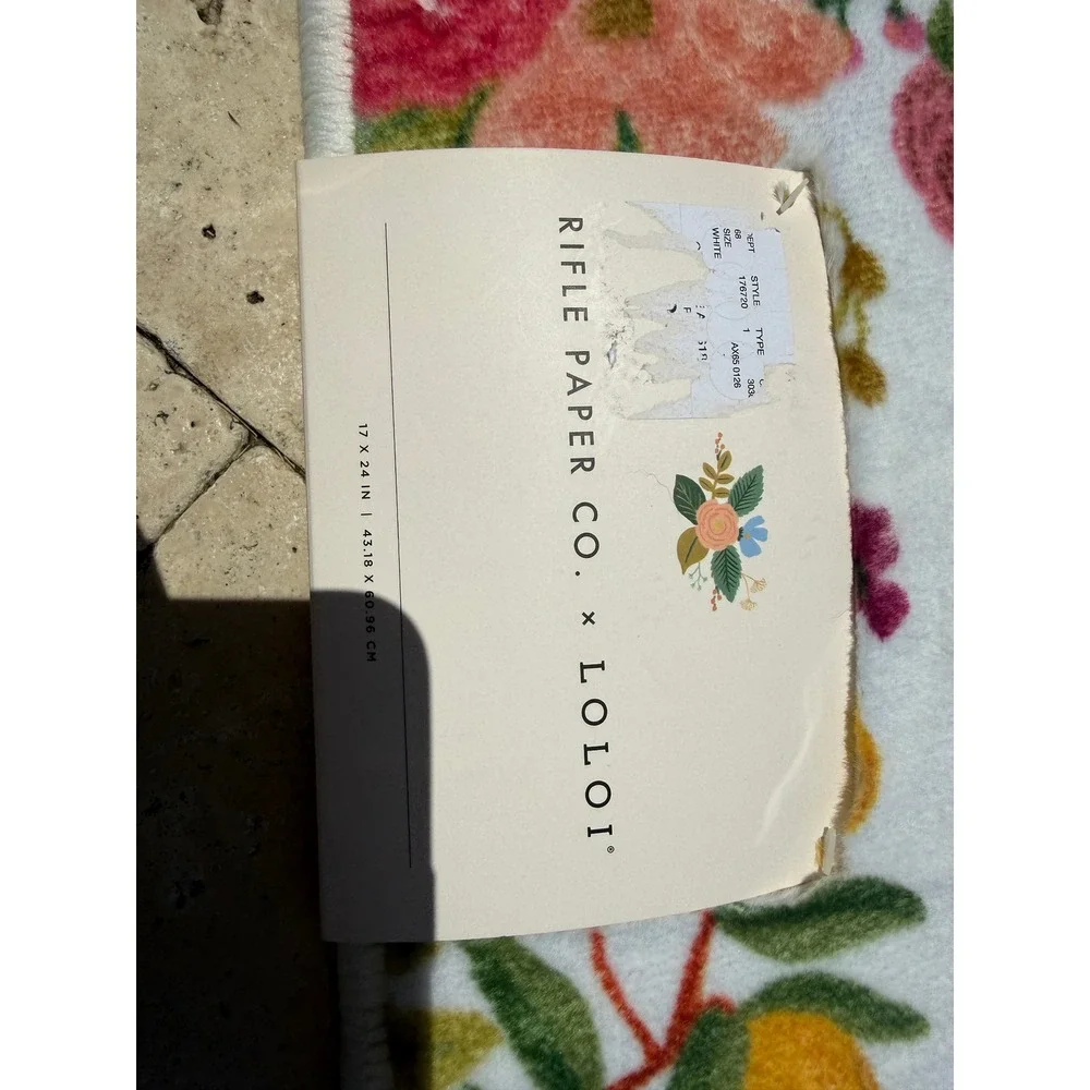 Rifle Paper Co x Loloi Floral Bath Rug Set 2 17x24 White Pink Botanical Garden